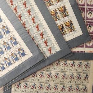 1980 Winter Olympics Lake Placid Stamps, five full sheets, excellent condition.